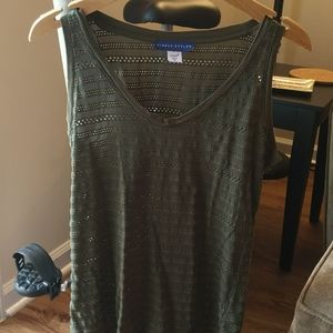 Army green mesh tank with scoop neck. So comfortable and light.